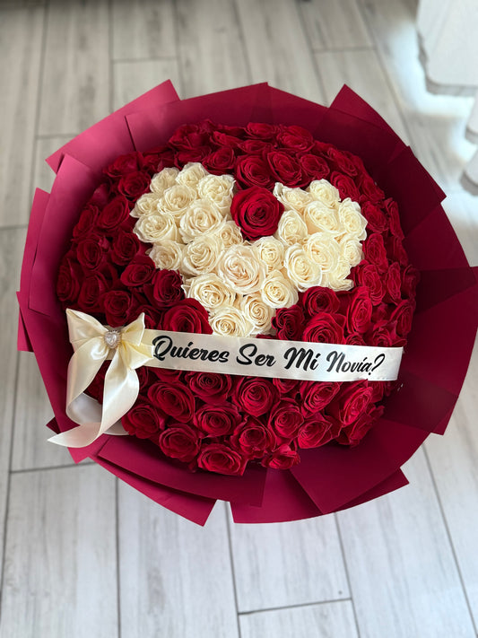 100 Roses Heart shape style!