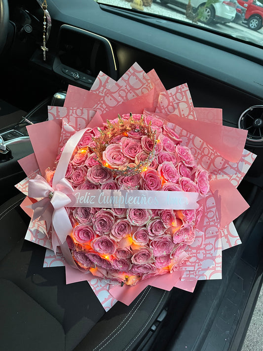 100 pink sparkly roses