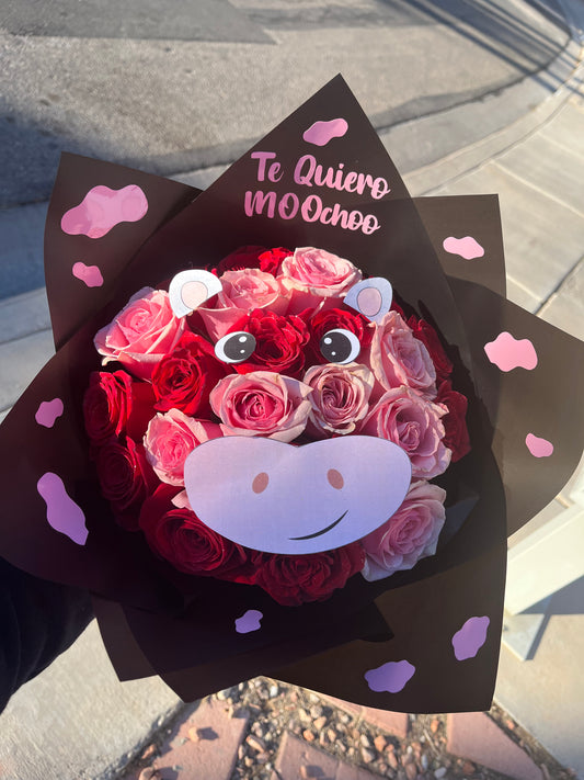 Cow Bouquet in red & pink!