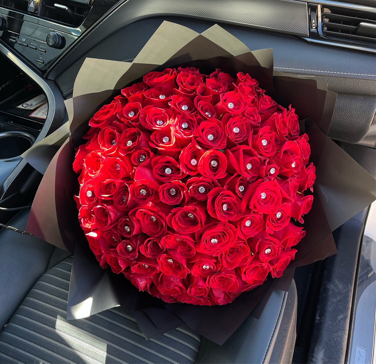 100 Roses with Diamonds in Brooklyn NY - Marine Florists
