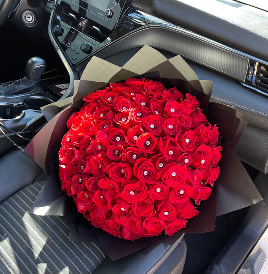 100 roses with diamonds Bouquet